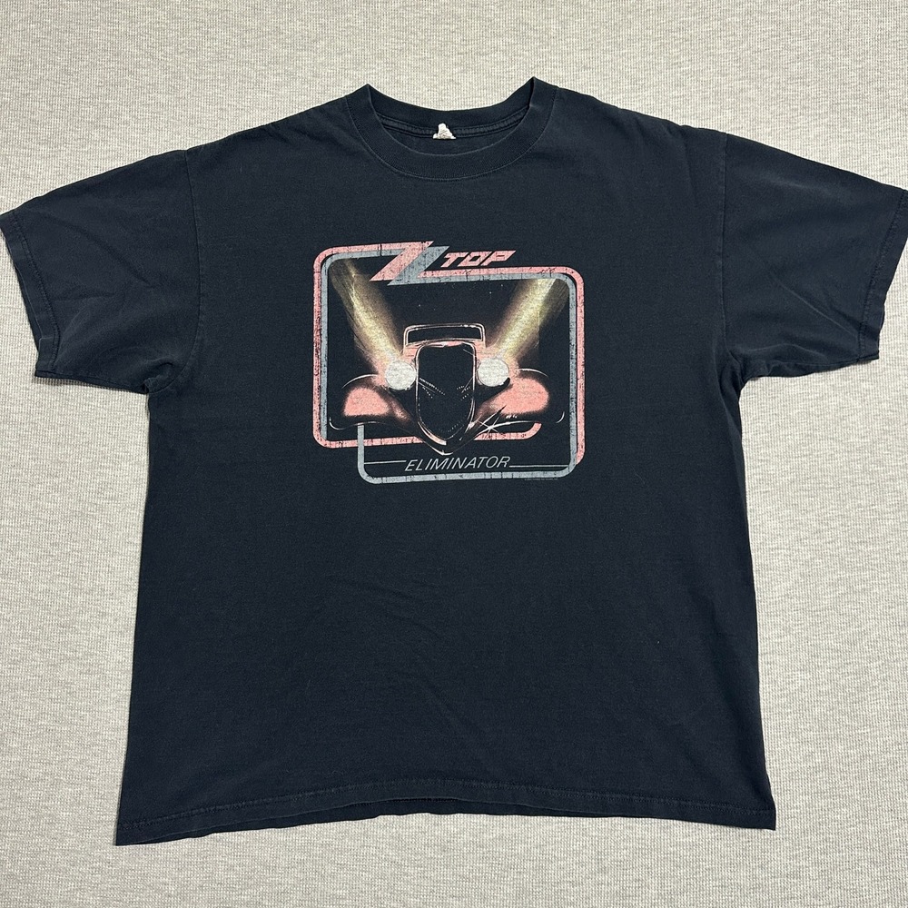 ZZ Top Eliminator Light Er Up Hot Rod Double Sided Band Graphic Tee Mens X-Large